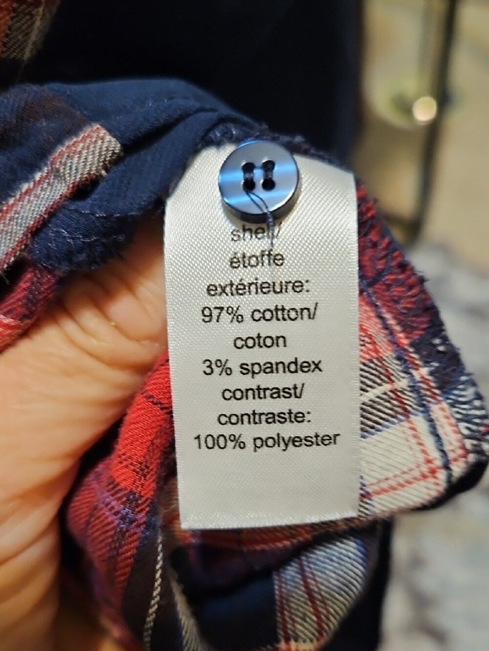 Maurices Red, Navy & White Plaid Sleeveless Button-Up Shirt - Picture 8 of 8